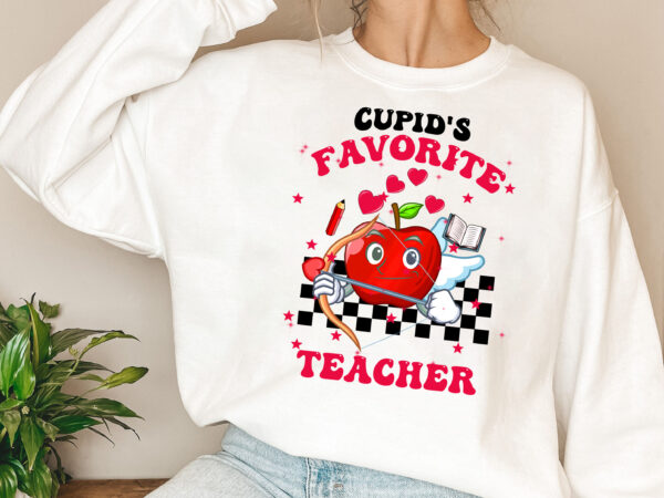 Cupid_s favorite teacher png, teacher valentines day png, retro valentines png, checkered teacher, teacher gift png file tl t shirt vector file