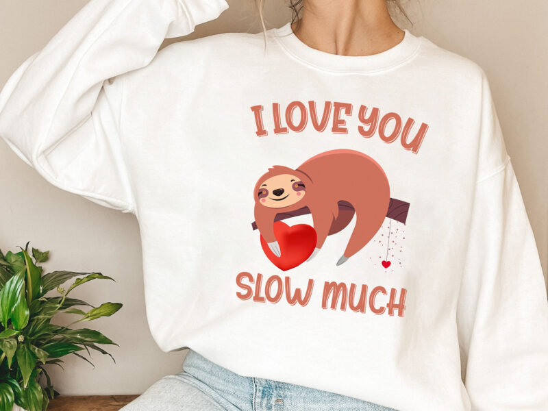 Cute Lazy Sloth Holding Heart Love Funny Valentines Day NL