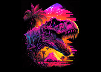 Dinosaurs T-Rex Synthwave