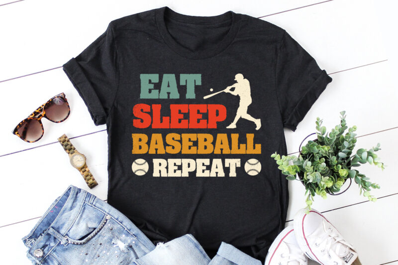Eat Sleep Baseball Repeat T-Shirt Design