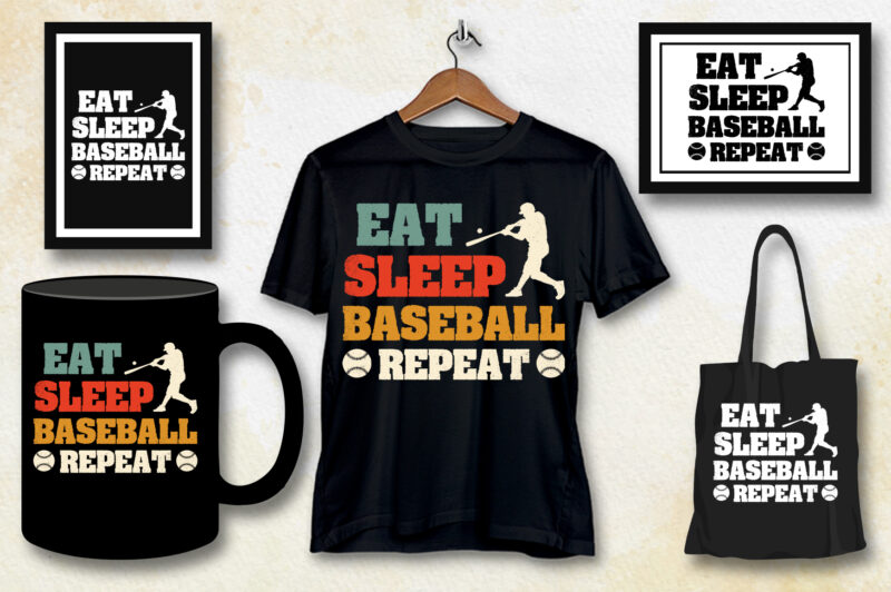 Eat Sleep Baseball Repeat T-Shirt Design