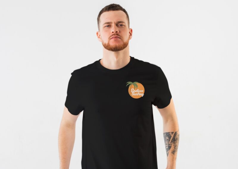 Endless Surfing – Surf Cat T-shirt Design | Surfing T-shirt Design, Surf Beach T shirt Design, Tropical T shirt Design Illustration PNG – Universtock