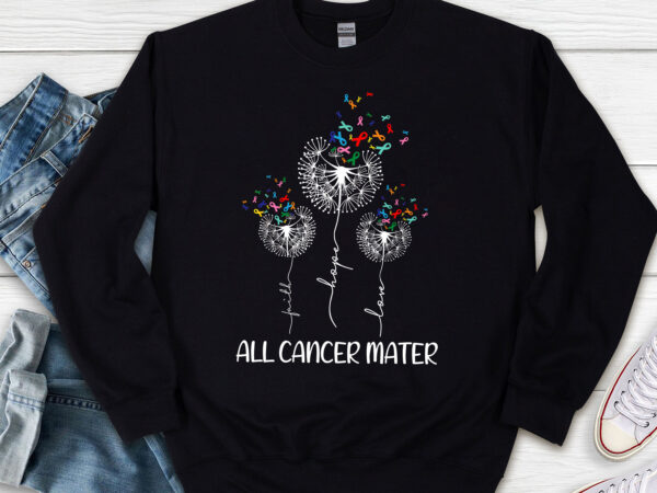 Faith hope love tshirt design, dandelion world cancer day t-shirt design png file pl