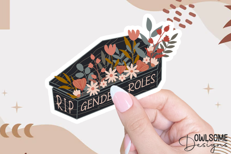 Feminist Gender Roles Flowers Coffin PNG