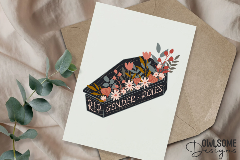 Feminist Gender Roles Flowers Coffin PNG