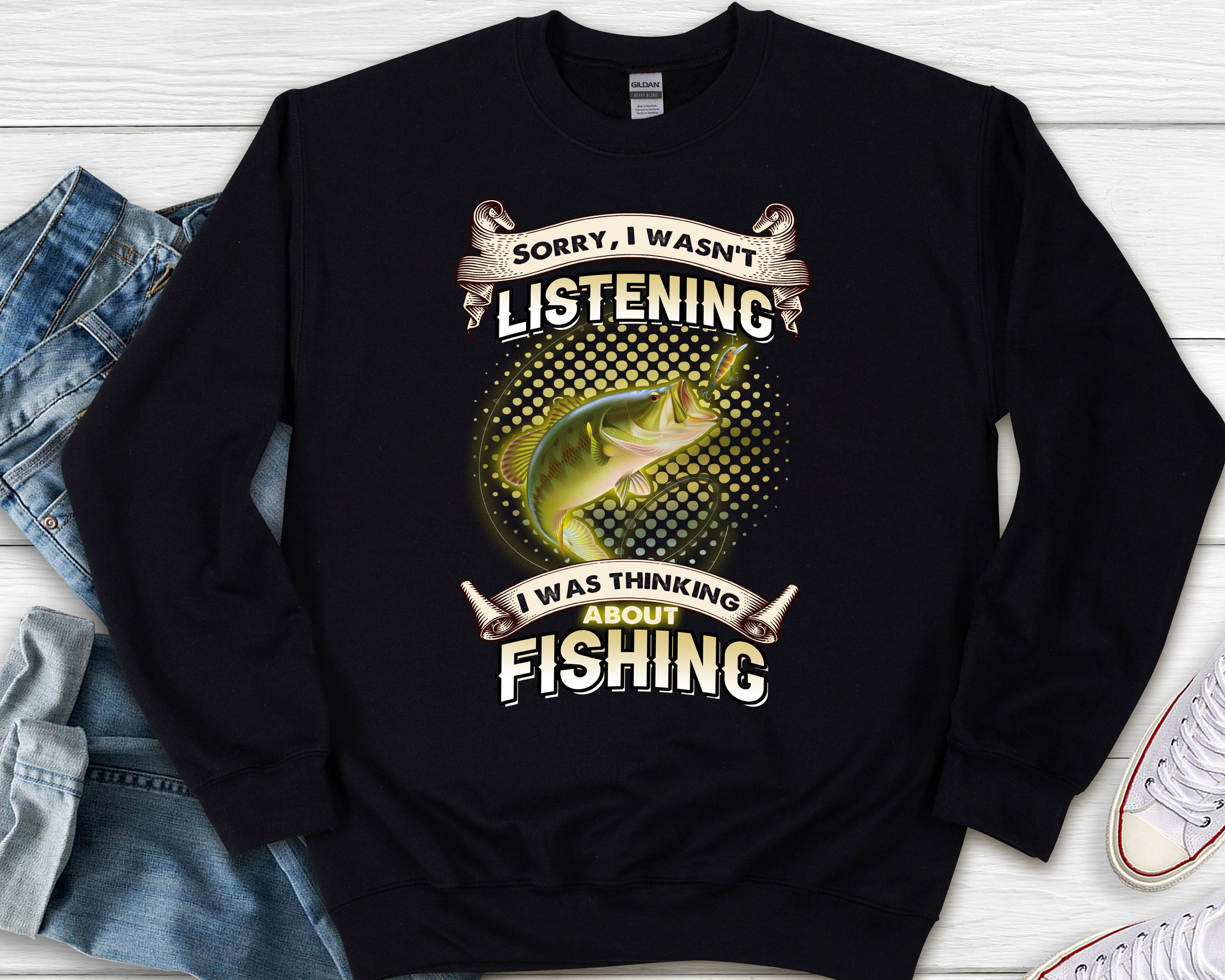 Funny Fishing Dad Fisherman I Was Thinking About Fishing NL - Buy