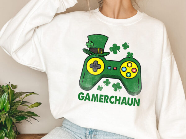 Funny gamerchaun irish gamer paddys men st patrick day nl t shirt graphic design