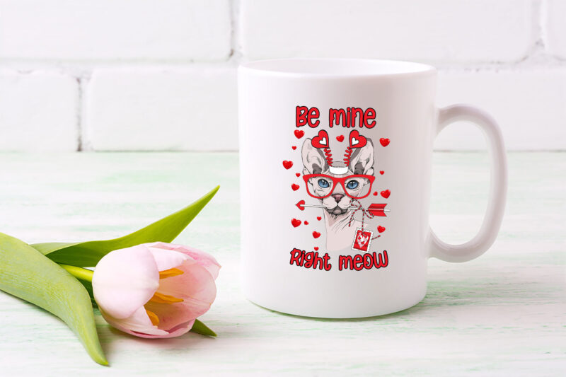 Funny Valentines Be Mine Right Meow Cute Cat Lovers NL