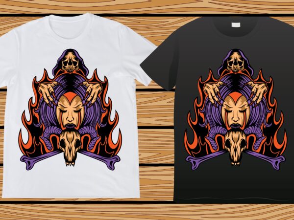 Hannya mask japan tattoo t-shirt design