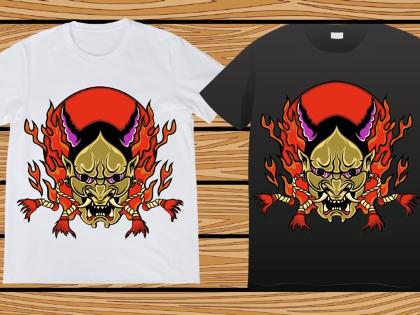 Hannya mask japan tattoo t-shirt design