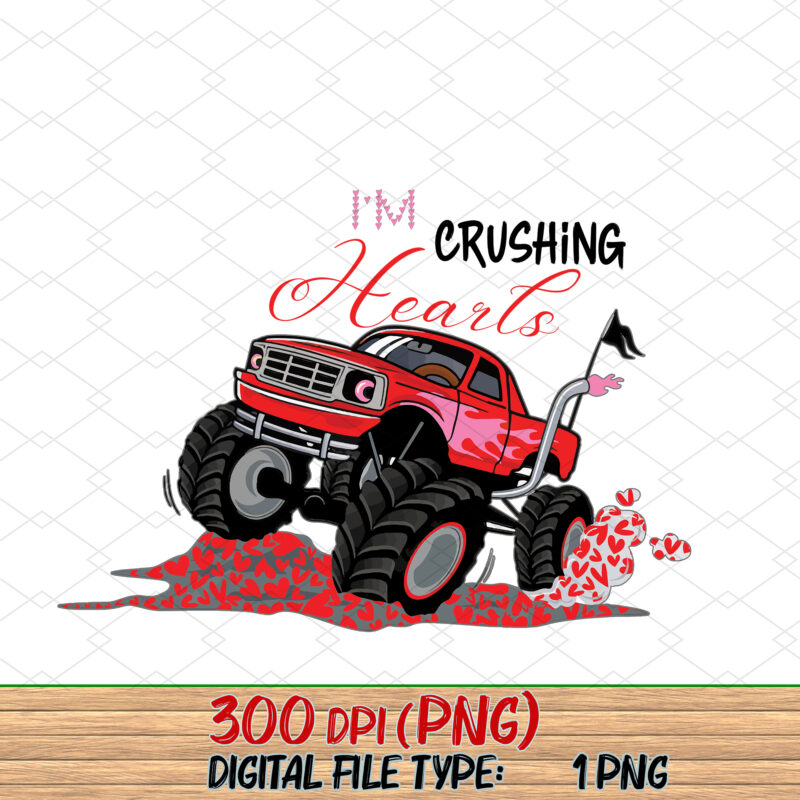 I Crush Hearts Monster Truck Toddler Boys Valentines Day NC