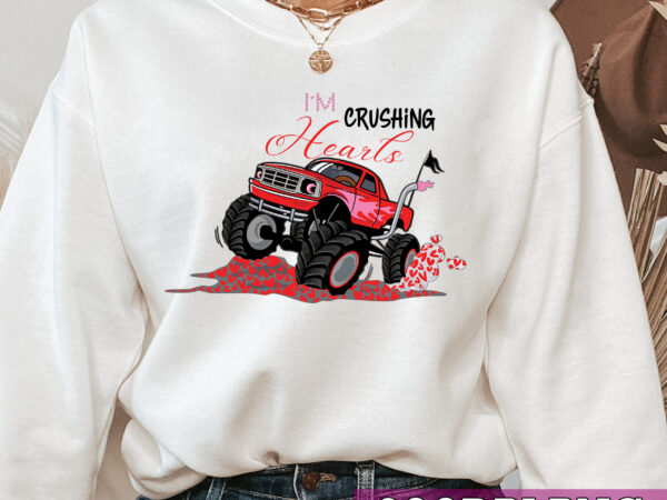 I crush hearts monster truck toddler boys valentines day nc t shirt design for sale