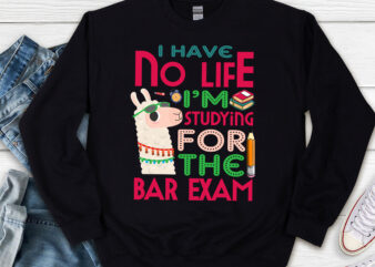 I Have No Life I’m Studying For The Bar Exam Png, Llama Love, School Gift, Funny Gift, School Love PNG File TL t shirt design for sale