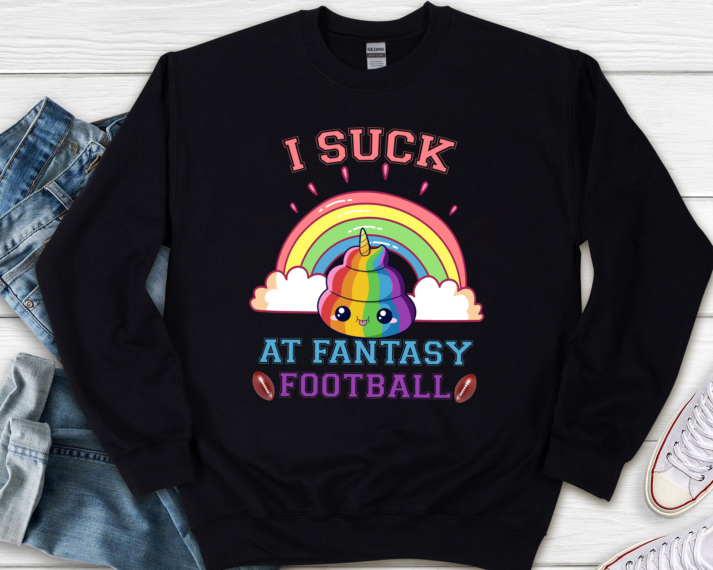I Suck At Fantasy Football Loser Poop Unicorn Funny Pink NL - Buy t-shirt  designs
