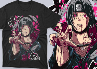 Premium Itachi Uchiha Naruto Anime Vector T-shirt Design Template