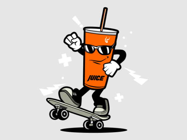 Juice and skateboard cartoon vector clipart