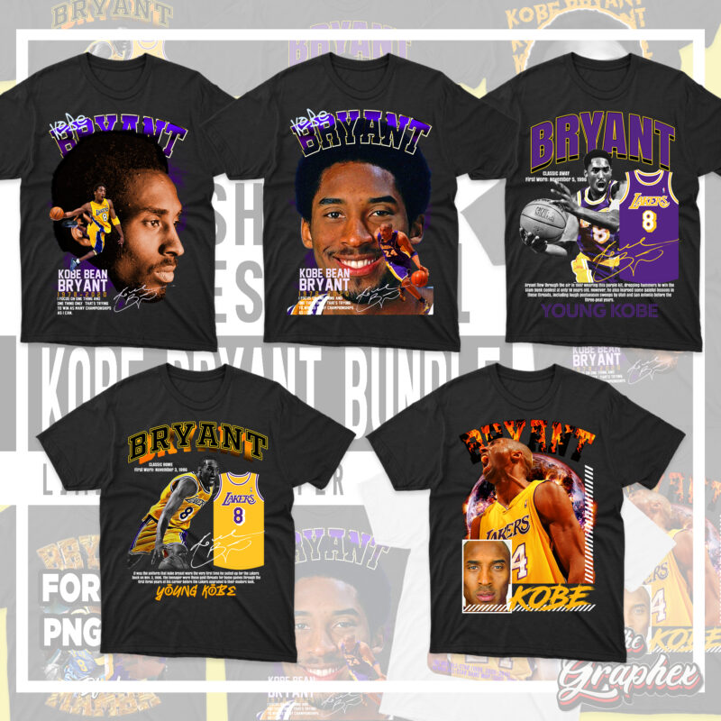 10 Kobe Bryant Basketball Bootleg T-shirt Designs Bundle #1 - Buy t ...