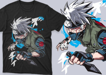 Premium Kakashi Hatake Naruto Anime Vector T-shirt Design Template