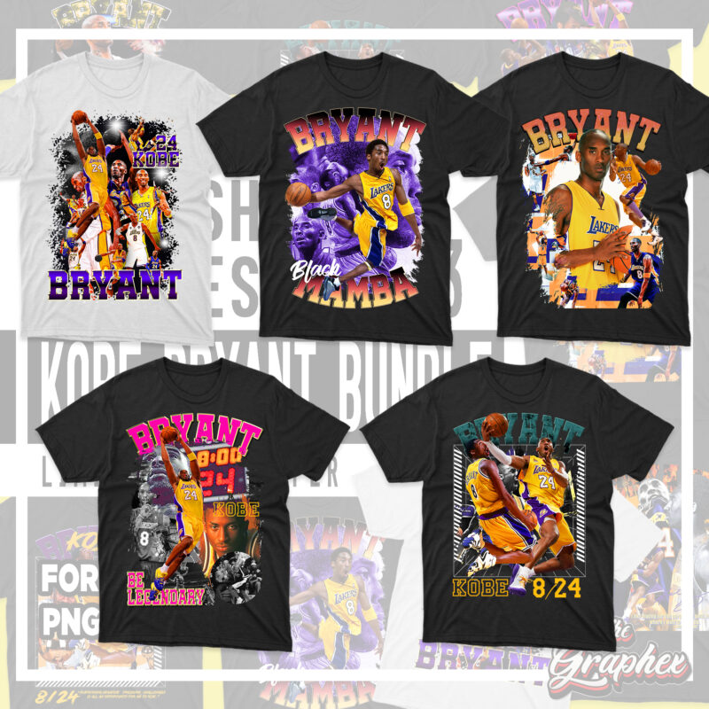 10 Kobe Bryant Basketball Bootleg T-shirt Designs Bundle #3 - Buy t ...