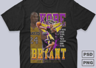 Kobe Bryant Black Mamba Basketball Bootleg Streetwear T-shirt Design