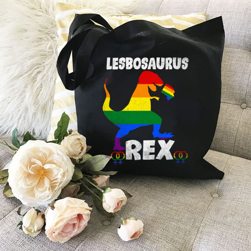 Lesbosaurus Rex Dinosaur In Rainbow Flag For Lesbian Pride NL