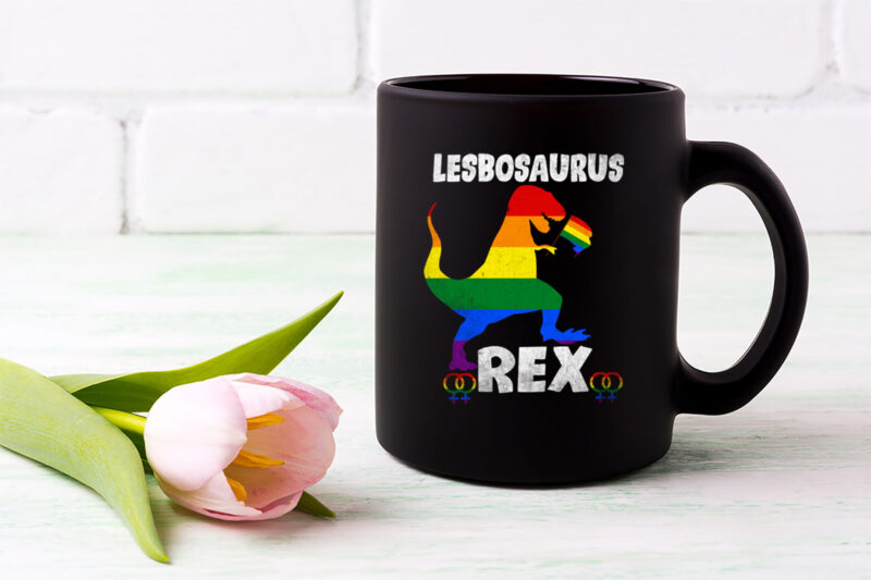 Lesbosaurus Rex Dinosaur In Rainbow Flag For Lesbian Pride NL