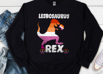 Lesbosaurus Rex Dinosaur In Rainbow Flag For Lesbian Pride NL 2