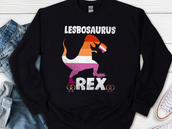 Lesbosaurus rex dinosaur in rainbow flag for lesbian pride nl 2 t shirt vector graphic