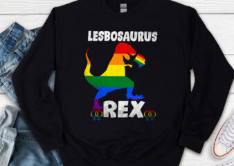 Lesbosaurus Rex Dinosaur In Rainbow Flag For Lesbian Pride NL t shirt vector graphic
