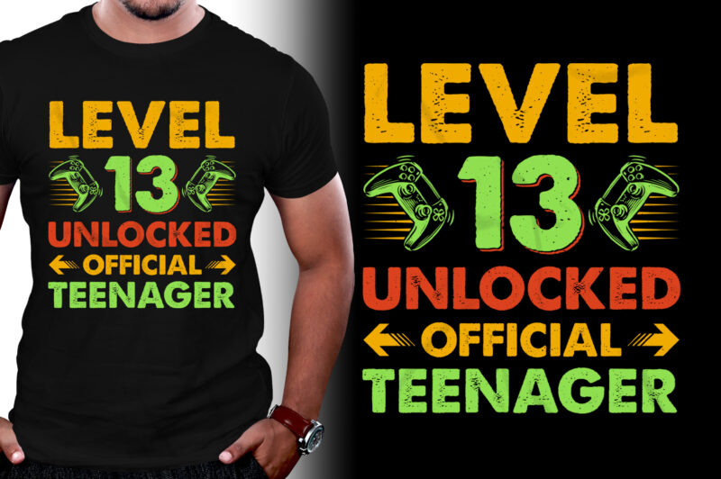 Level 13 Unlocked Official Teenager 13th Birthday Gamer T-Shirt Design