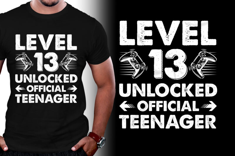 Level 13 Unlocked Official Teenager 13th Birthday Gamer T-Shirt Design