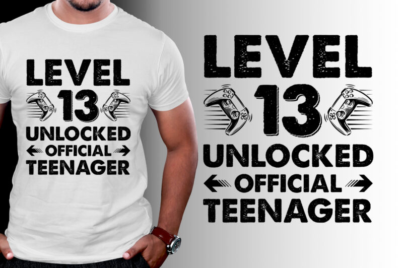 Level 13 Unlocked Official Teenager 13th Birthday Gamer T-Shirt Design