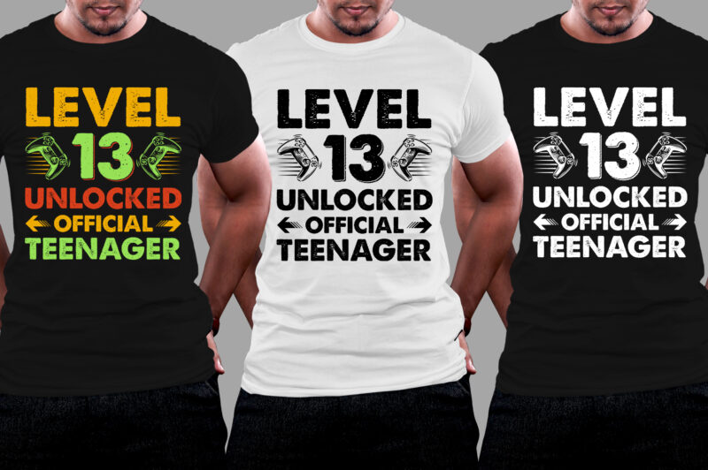 Level 13 Unlocked Official Teenager 13th Birthday Gamer T-Shirt Design