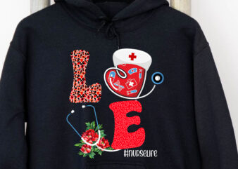 Love Heart Stethoscope Nurse Life Valentine Day 2023 Leopard NC t shirt vector graphic