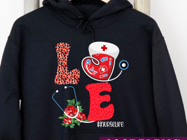 Love heart stethoscope nurse life valentine day 2023 leopard nc t shirt vector graphic