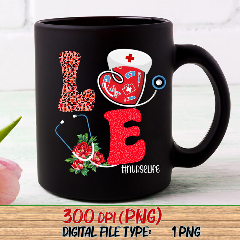 Love Heart Stethoscope Nurse Life Valentine Day 2023 Leopard NC