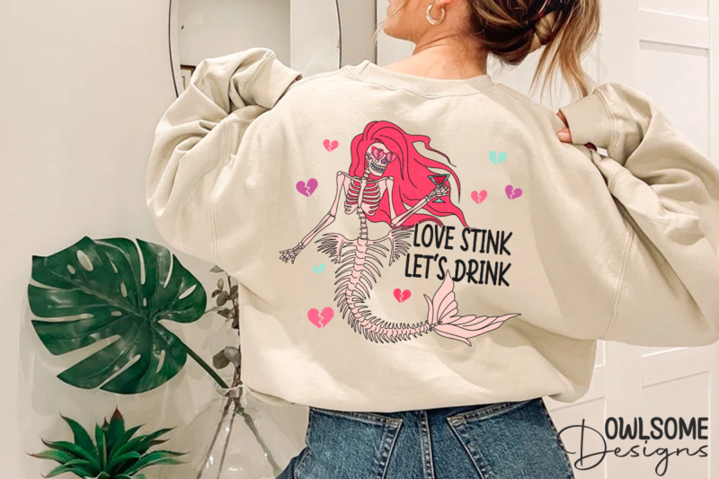 Love Stink Lets Drink Mermaid Valentine