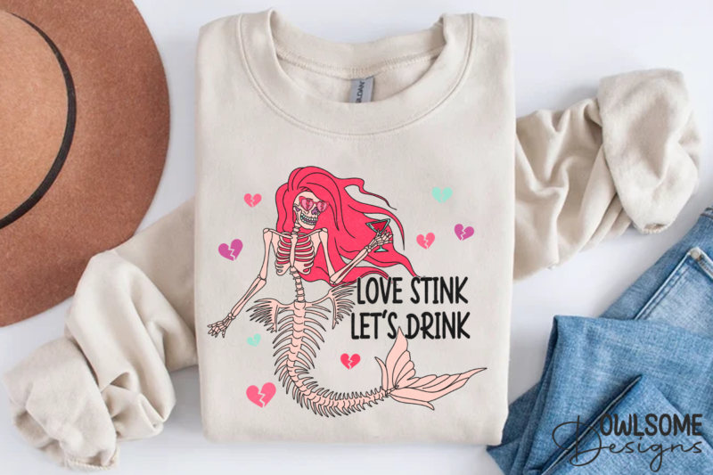 Love Stink Lets Drink Mermaid Valentine