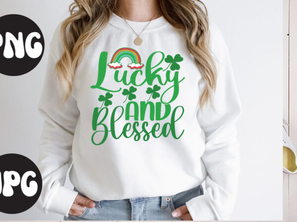 Lucky and blessed svg design, lucky and blessed retro design,lucky and blessed, st patrick’s day bundle,st patrick’s day svg bundle,feelin lucky png, lucky png, lucky vibes, retro smiley face, leopard