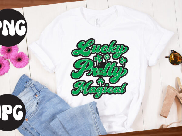 Lucky pretty magical, st patrick’s day bundle,st patrick’s day svg bundle,feelin lucky png, lucky png, lucky vibes, retro smiley face, leopard png, st patrick’s day png, st. patrick’s day sublimation t shirt vector graphic