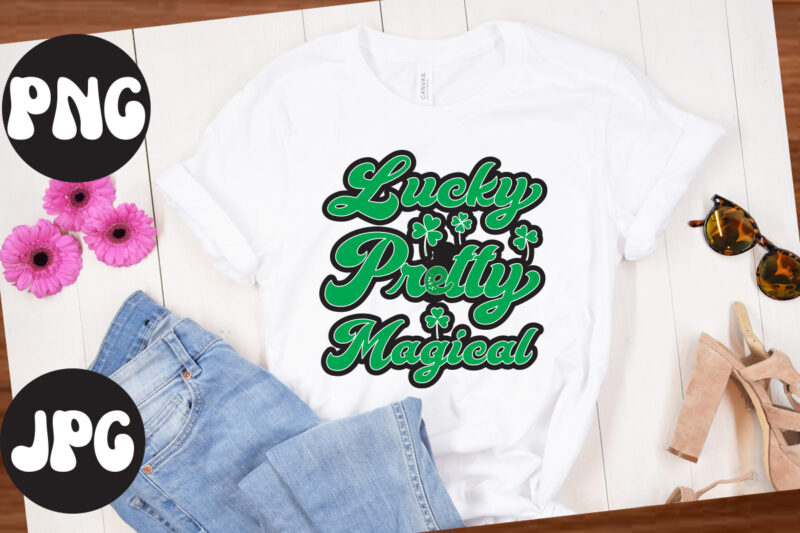 Lucky Pretty Magical, St Patrick's Day Bundle,St Patrick's Day SVG Bundle,Feelin Lucky PNG, Lucky Png, Lucky Vibes, Retro Smiley Face, Leopard Png, St Patrick's Day Png, St. Patrick's Day Sublimation