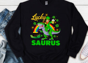 Lucky Saurus Dinosaur T Rex St t shirt vector graphic