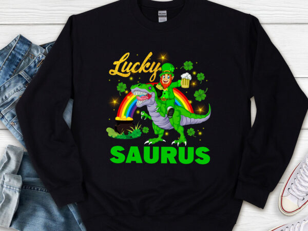 Lucky saurus dinosaur t rex st t shirt vector graphic