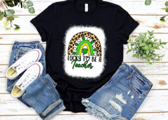 Lucky To Be A Teacher Boho Rainbow Leopard St Patrick_s Day NL 1701 5 t shirt vector graphic