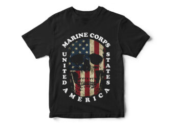 MARINE CORPS, USA, American, American Flag, American Marine, Vector T-Shirt design, Grunge