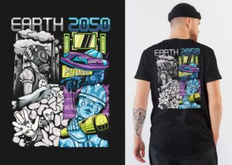 Earth 2050, Earth t shirt design artwork, artificial intelligence t shirt design, Art t shirt design,
