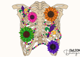 Mardi Gras Skeleton Sunflower Sublimation