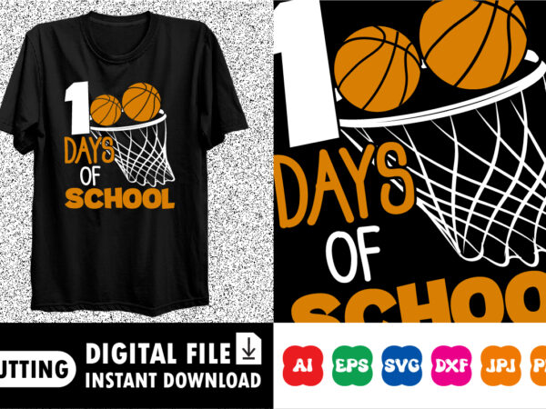 100th day of school basketball kids 100 days of school t-shirt