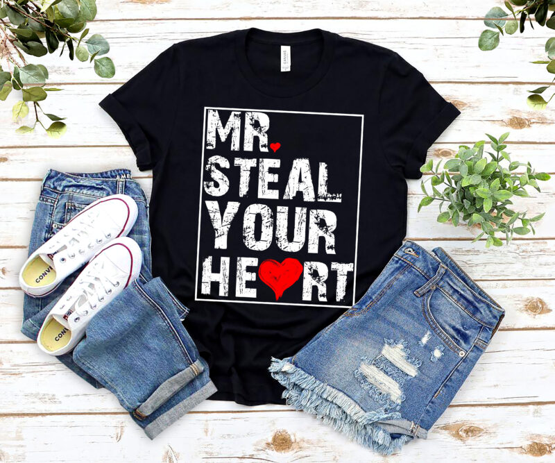 Mr Steal Your Heart Valentines Day Funny V-Day Boys Kids NL