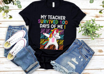 My Teacher Survived 100 Days Of Me Dabbing Unicorn 100th Day NL t shirt designs for sale